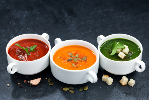 assortment of vegetable cream soup